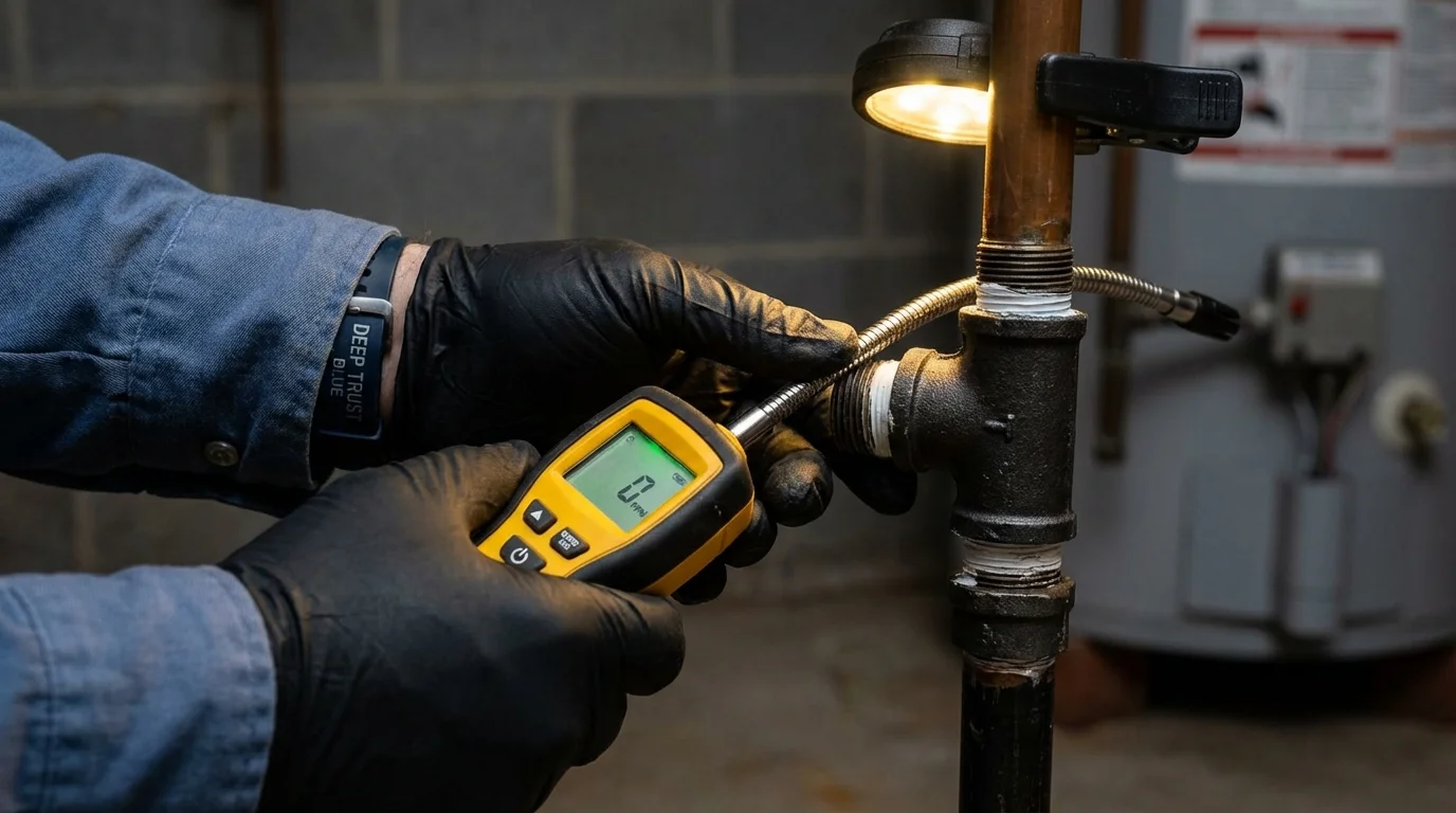 Gas leak detection with electronic sniffer by Johns Plumbing LLC in Post Falls